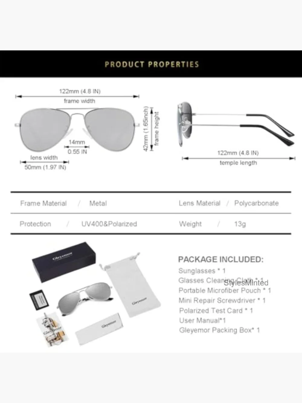 Kids Polarized Aviator Sunglasses UV Protection Unisex Teens